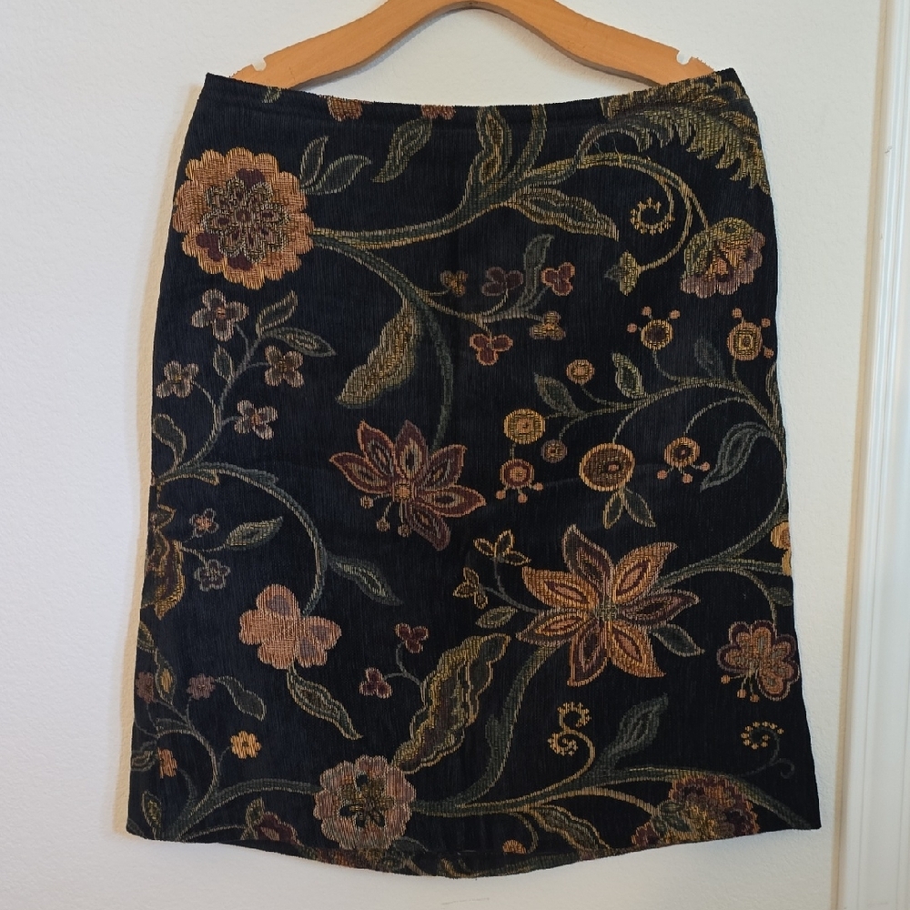 CAbi Black Floral Pencil Skirt